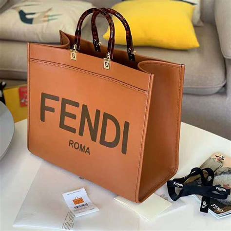 fendi classic leather shopper flame|Fendi leather handbags.